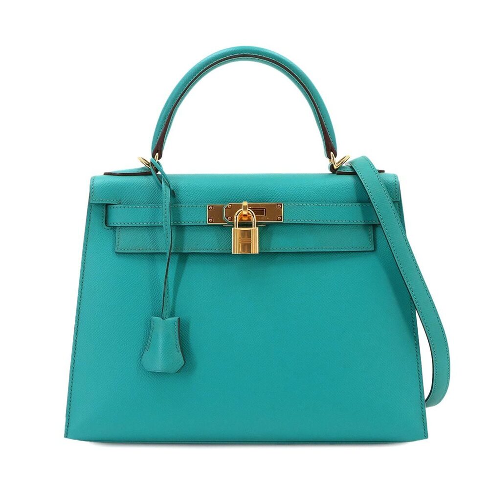 Hermes Kelly 28 2-way Hand/Shoulder Handbag, Epsom Leather, Blue Paon, Extern...